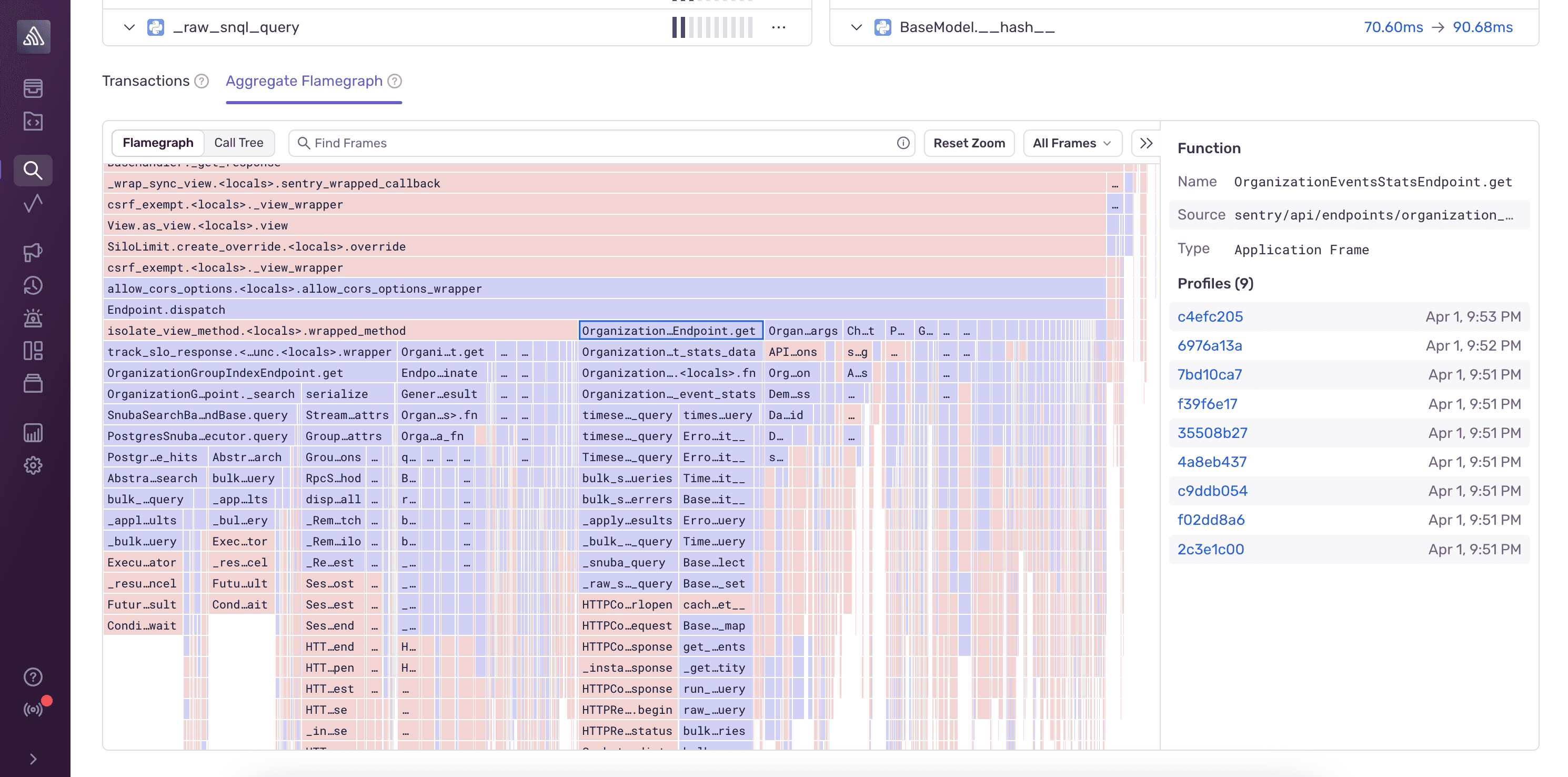 Aggregate Flamegraph tab on the Profiling page
